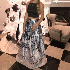 Two Piece Floral Prom Dress